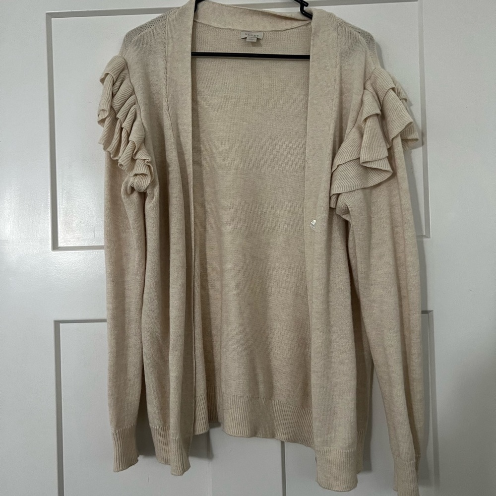 Cream ruffle cardigan